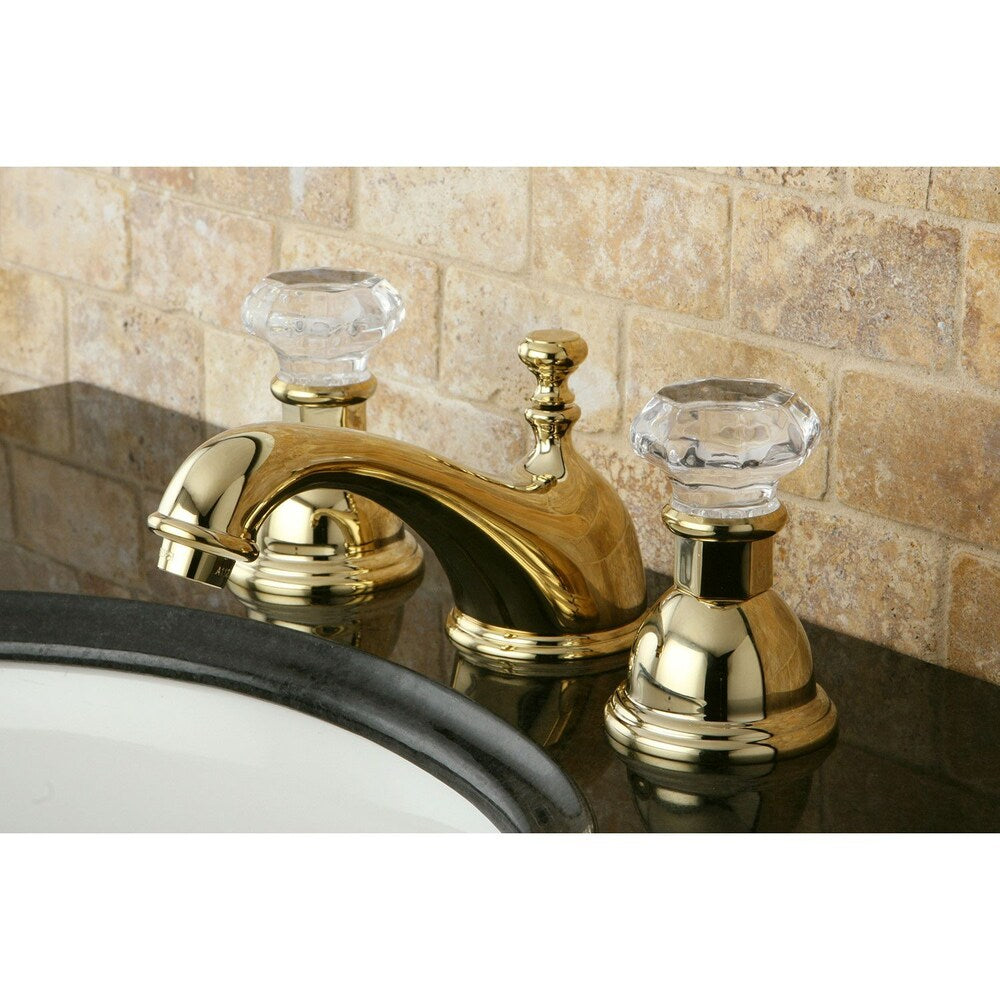 Celebrity 8 in. Widespread 2-Handle Mid-Arc Bathroom Faucet in Polished Brass