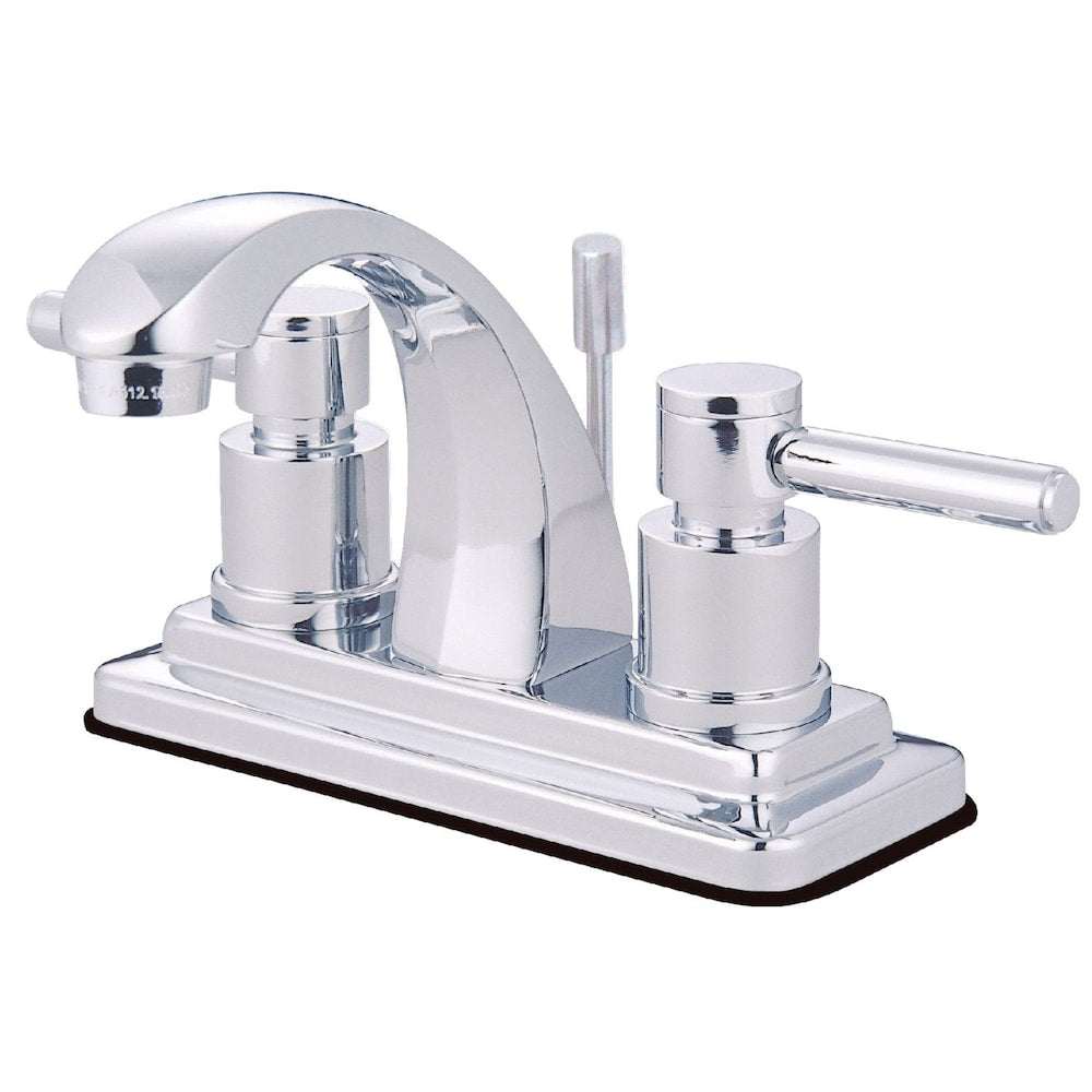 Robinet de salle de bain à arc moyen à 2 poignées et à ensemble central de 4 po en chrome