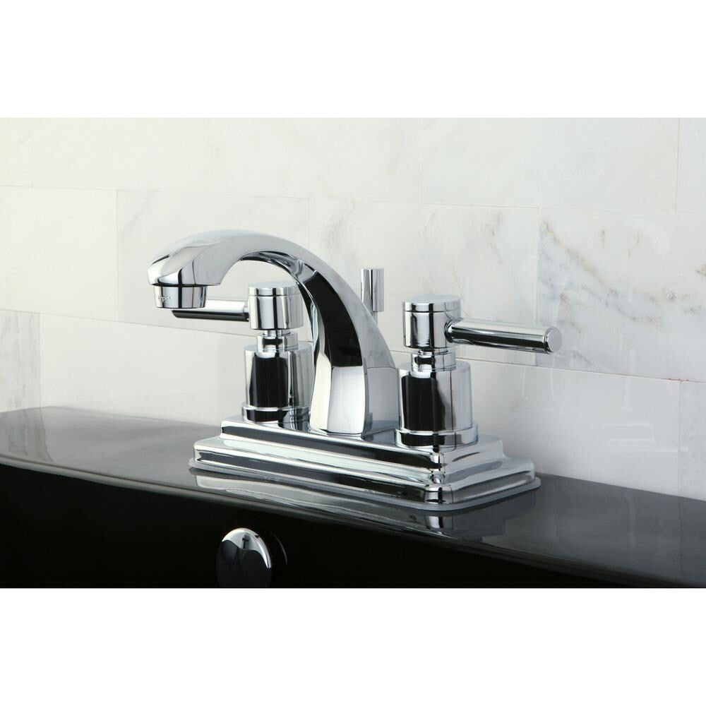 Robinet de salle de bain à arc moyen à 2 poignées et à ensemble central de 4 po en chrome
