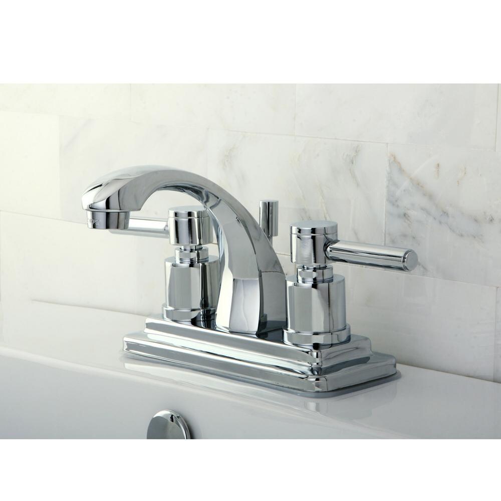 Robinet de salle de bain à arc moyen à 2 poignées et à ensemble central de 4 po en chrome