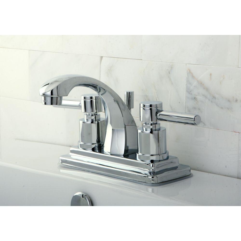 Robinet de salle de bain à arc moyen à 2 poignées et à ensemble central de 4 po en chrome