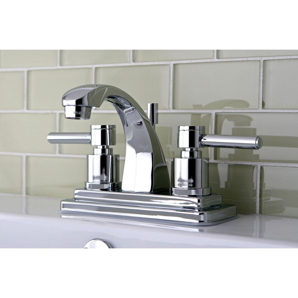 Robinet de salle de bain à arc moyen à 2 poignées et à ensemble central de 4 po en chrome
