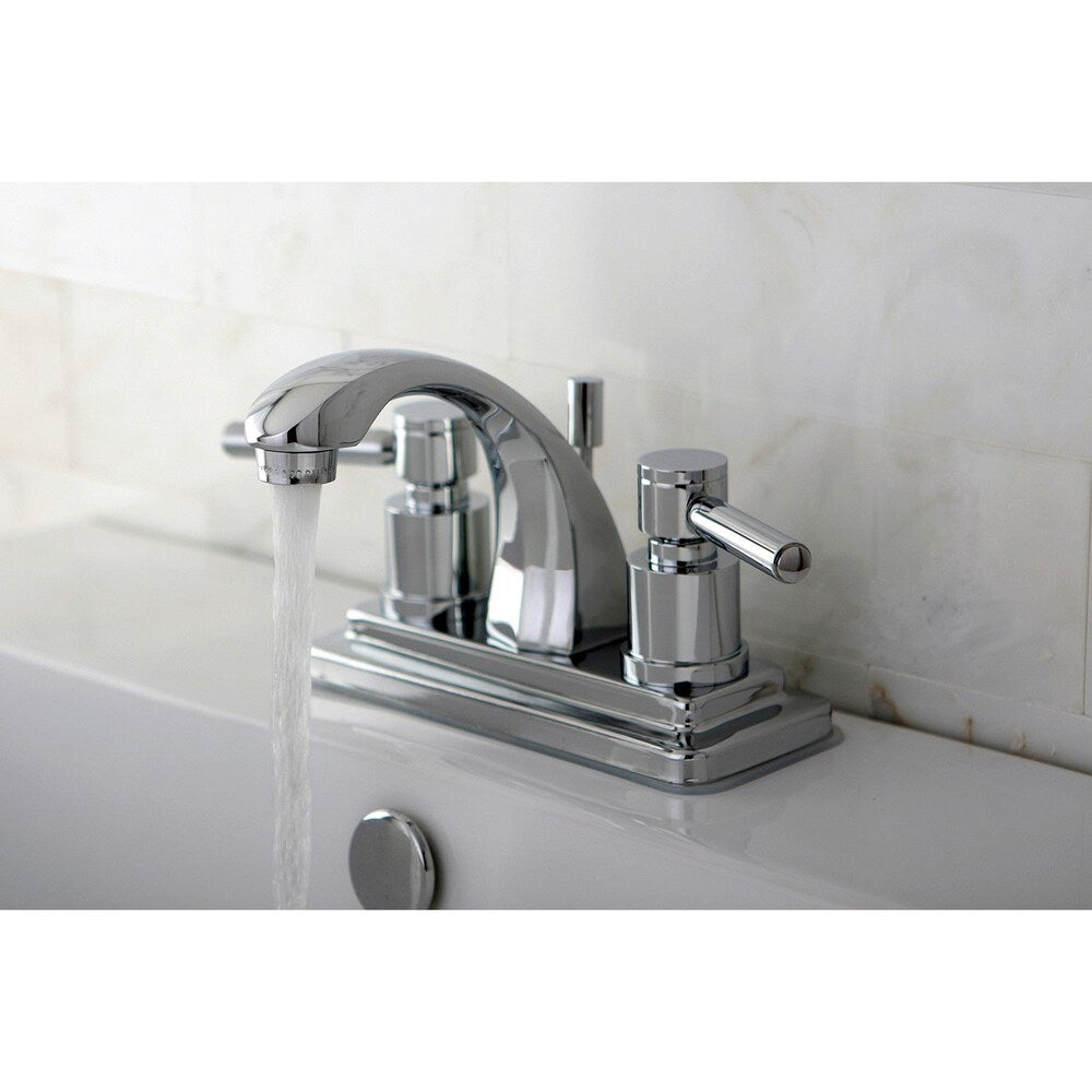 Robinet de salle de bain à arc moyen à 2 poignées et à ensemble central de 4 po en chrome