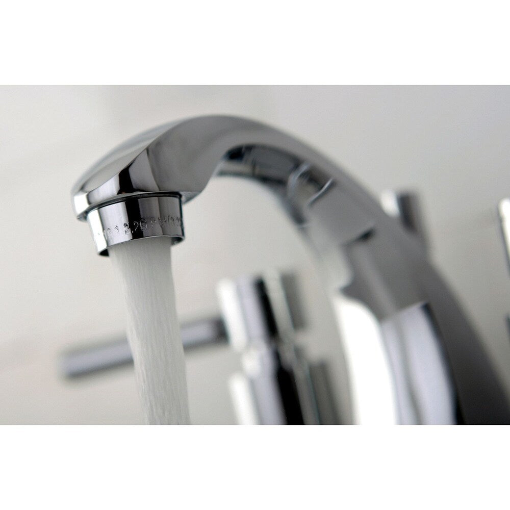 Robinet de salle de bain à arc moyen à 2 poignées et à ensemble central de 4 po en chrome