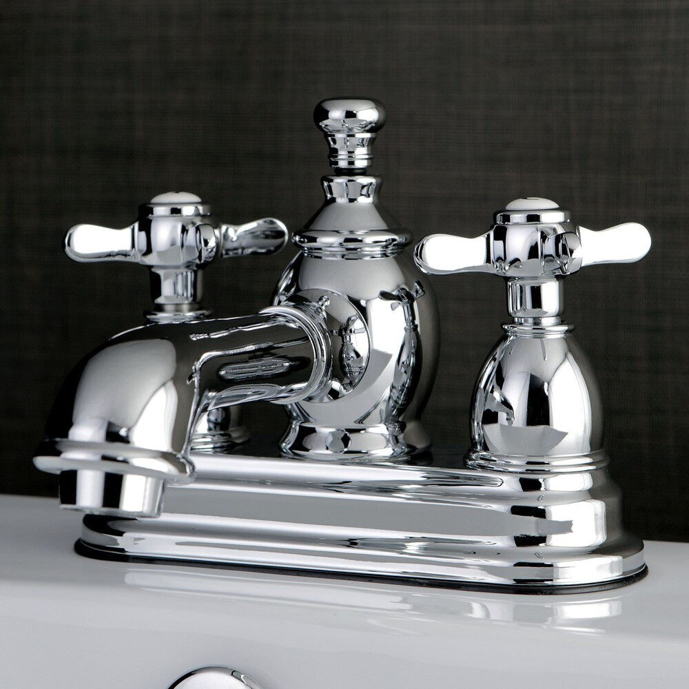 Robinet de salle de bain à arc moyen à 2 poignées Vintage Cross de 4 po en chrome
