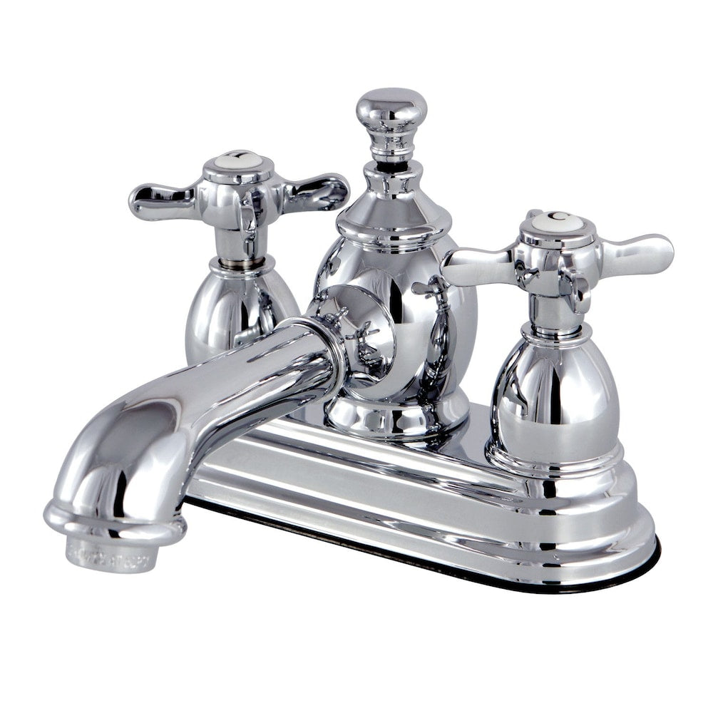 Robinet de salle de bain à arc moyen à 2 poignées Vintage Cross de 4 po en chrome