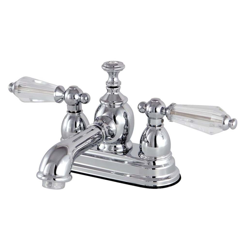 Robinet de salle de bain à 2 poignées central Vintage Crystal de 4 po en chrome