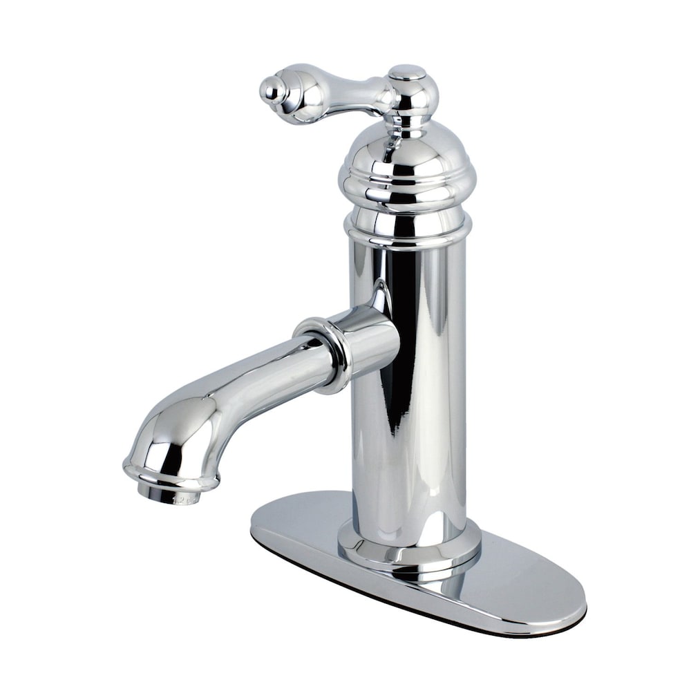Robinet de salle de bain traditionnel à poignée unique et trou unique en chrome poli