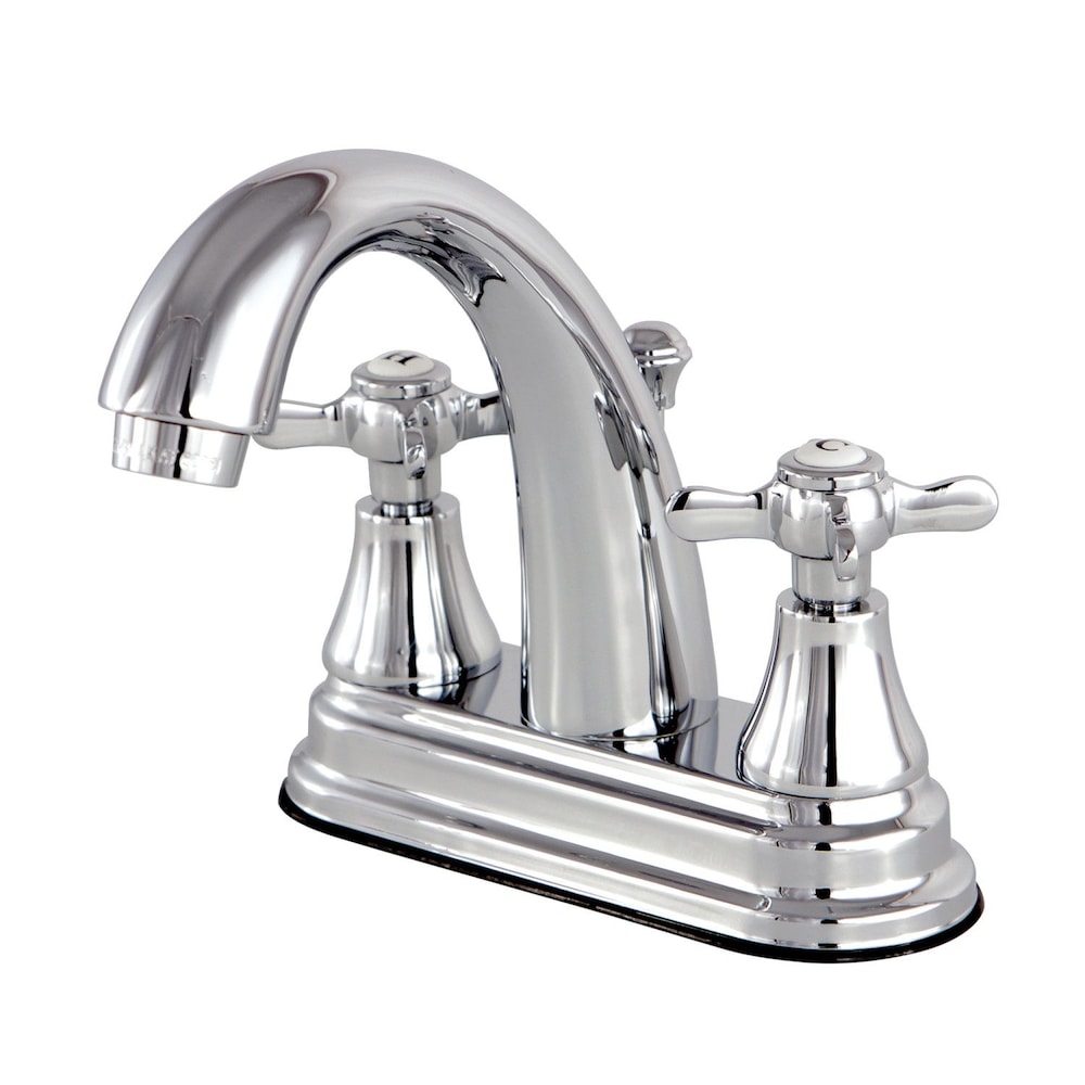 Robinet de salle de bain à arc élevé à 2 poignées et à centre central de 4 po English Cross en chrome