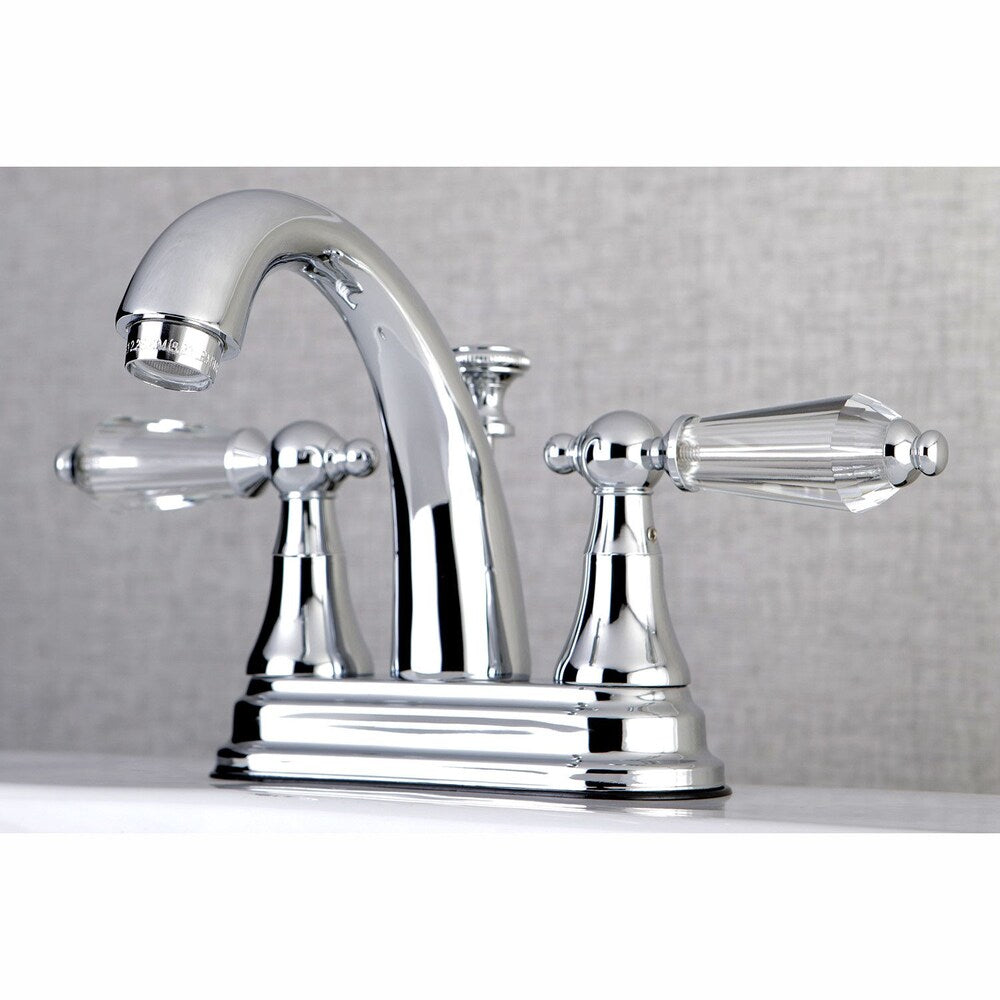 Robinet de salle de bain à 2 poignées central de 4 po en cristal anglais en chrome