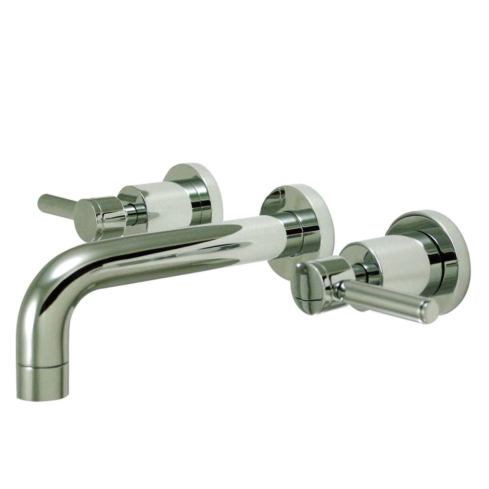 Robinet de salle de bain contemporain à 2 poignées avec levier et fixation murale en chrome
