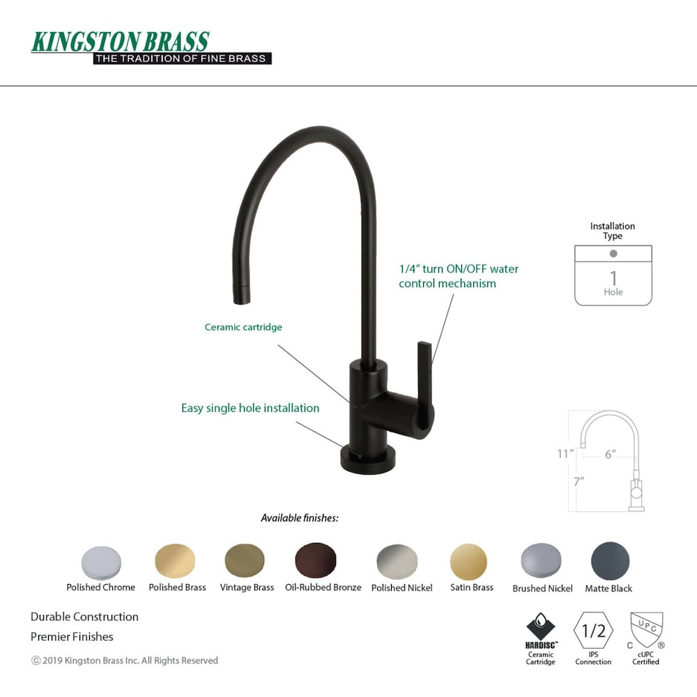 Robinet de filtration d'eau potable de remplacement en bronze huilé pour systèmes de filtration