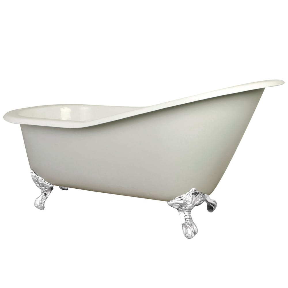 Baignoire à pattes en fonte blanche de 5 pi avec trous de pont de 7 po en blanc
