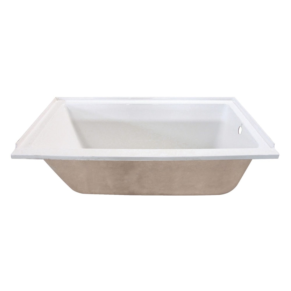 Baignoire rectangulaire en acrylique Carisa de 5 pi avec drain à droite et installation en surface, blanche