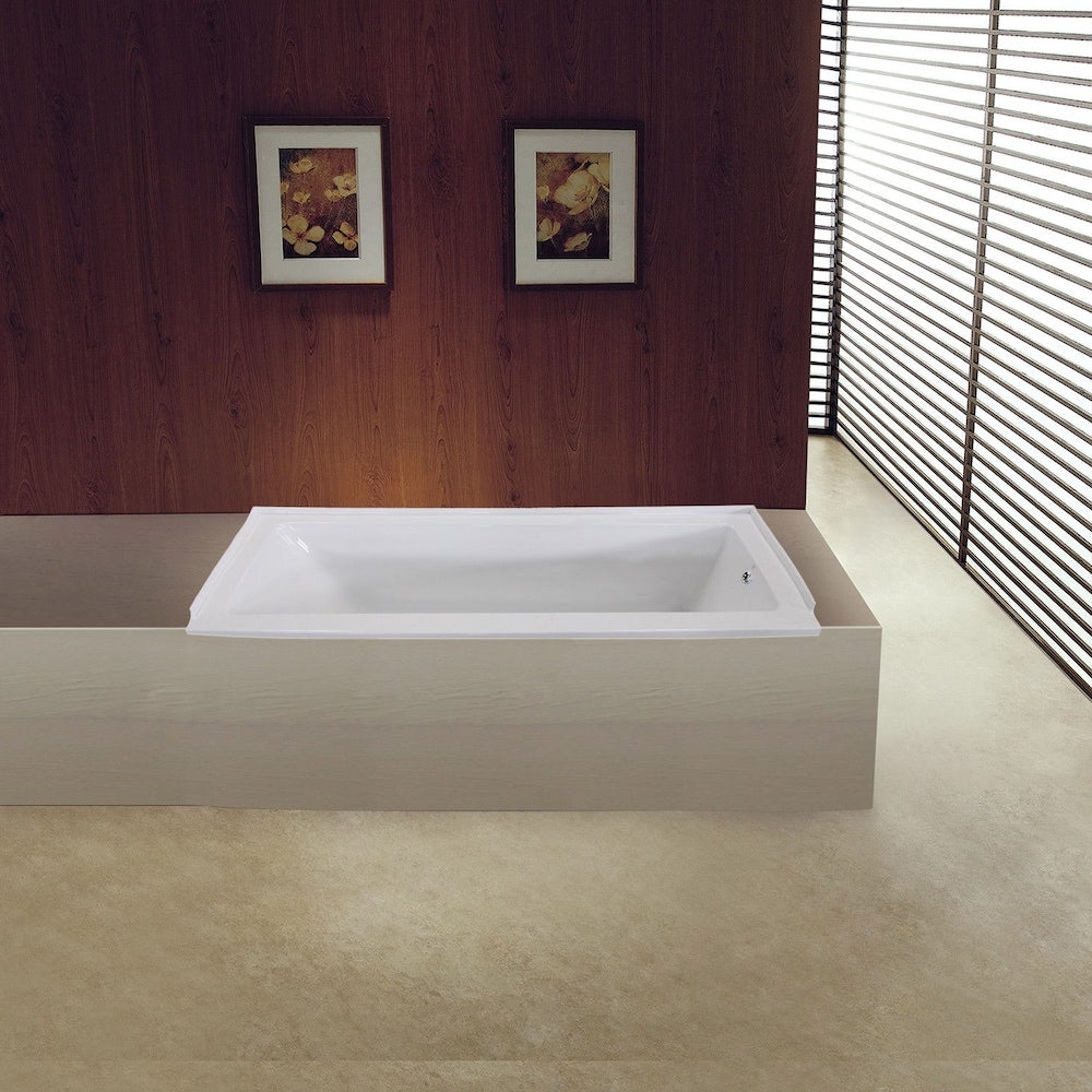 Baignoire rectangulaire en acrylique Carisa de 5 pi avec drain à droite et installation en surface, blanche