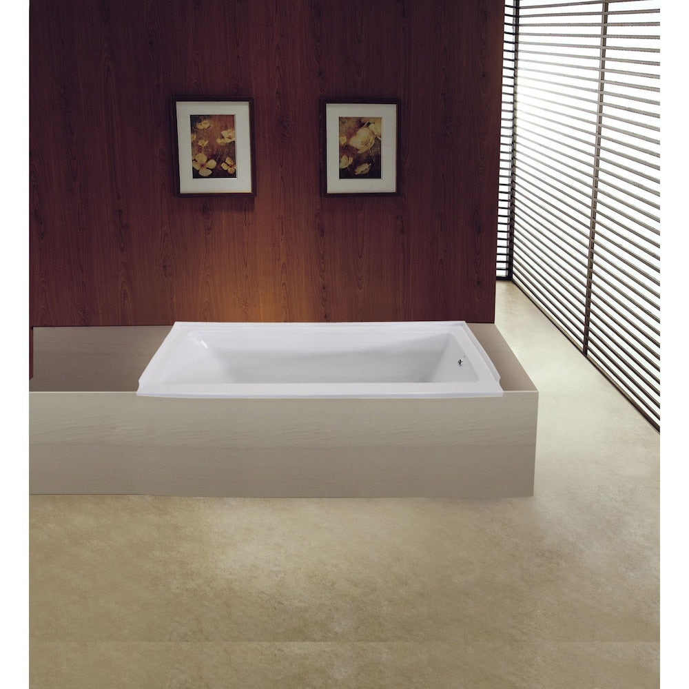 Baignoire rectangulaire en acrylique Carisa de 5 pi avec drain à droite et installation en surface, blanche