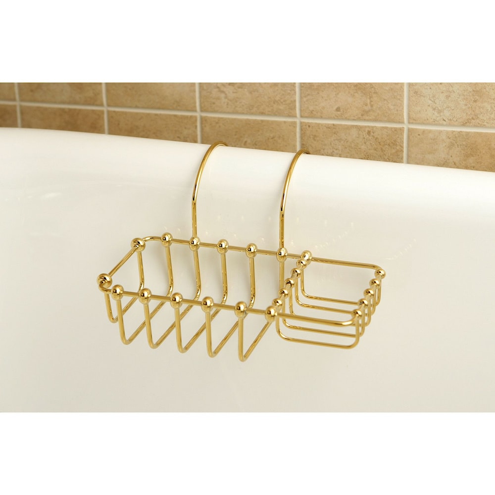 Soap and Sponge Claw Foot Bathtub Caddy in Polished Brass
