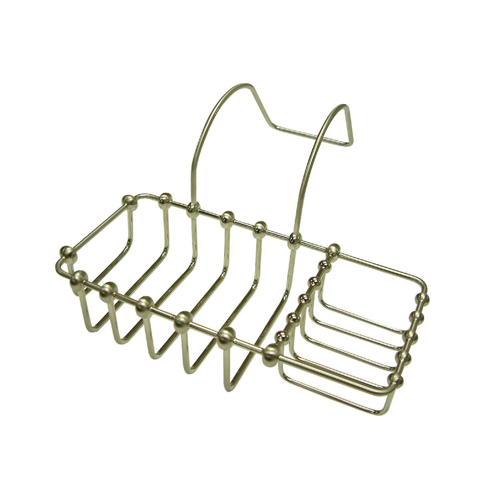 Support de baignoire à pattes pour savon et éponge en nickel satiné