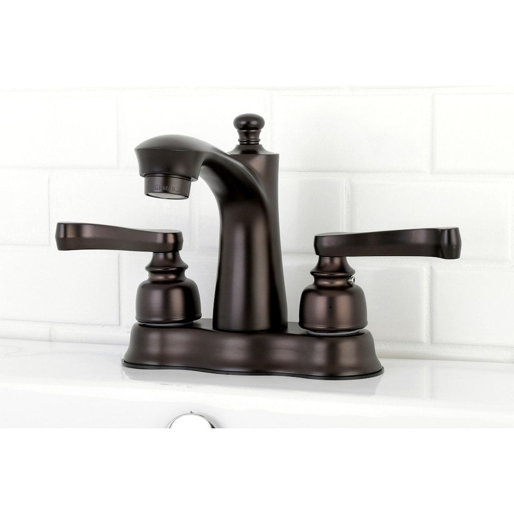Robinet de salle de bain à 2 poignées central de 4 po en bronze huilé