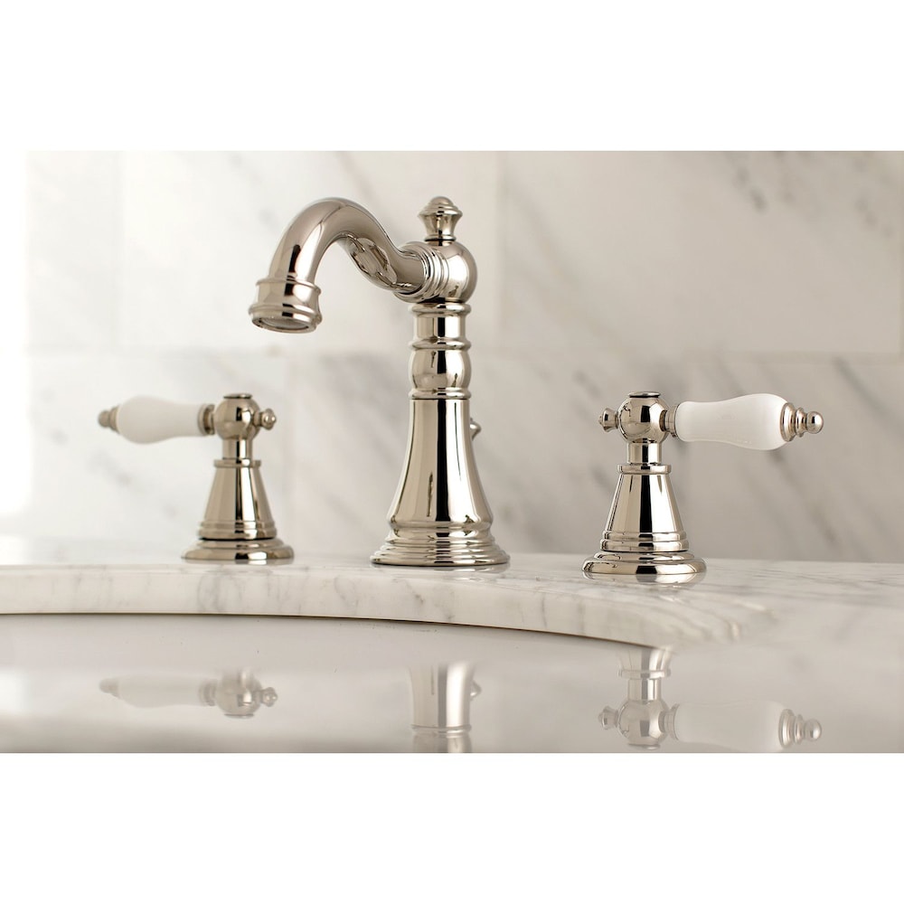 Classic Porcelain 8 in. Widespread 2-Handle High-Arc Bathroom Faucet in Polished Nickel