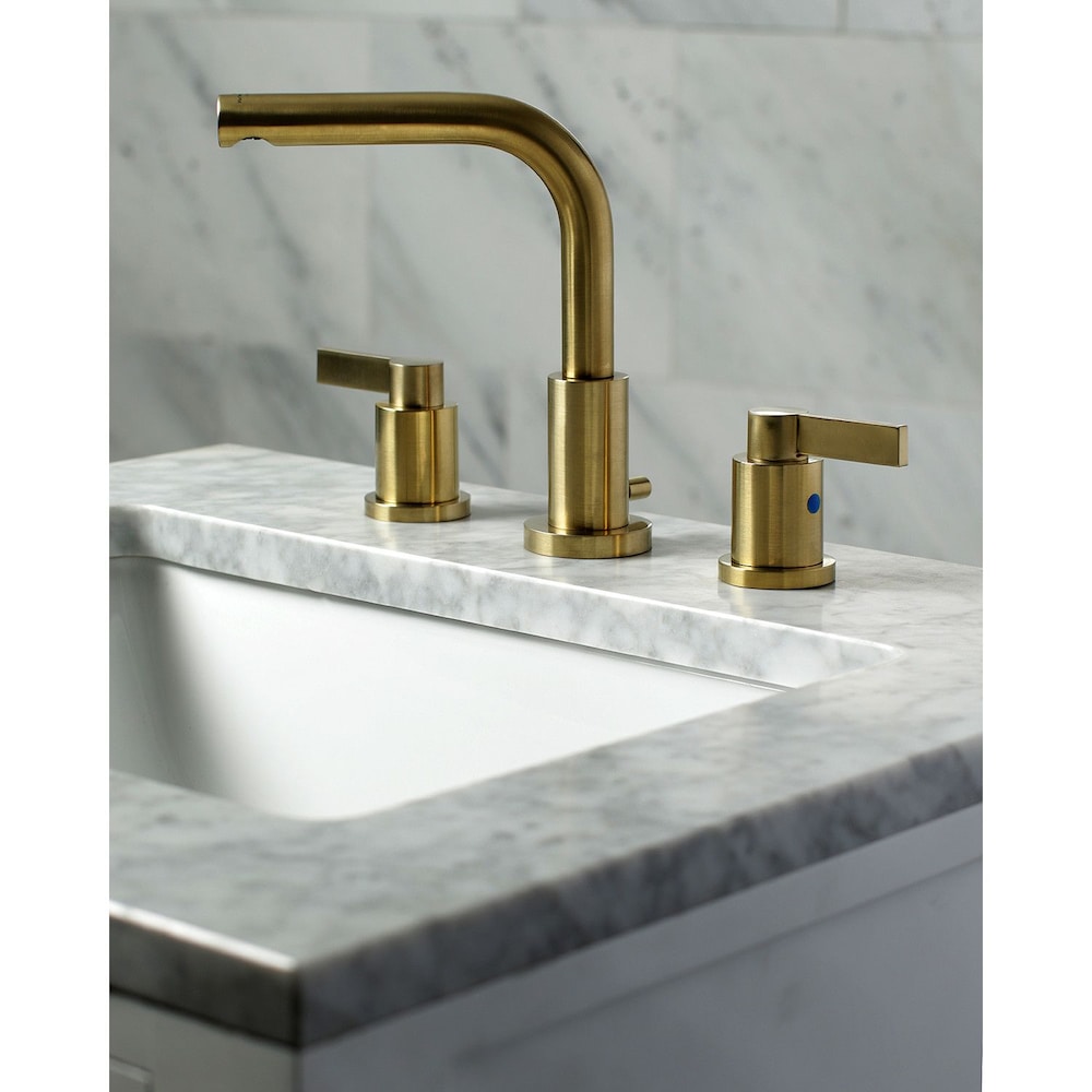 Emilia 8 in. Widespread 2-Handle High-Arc Bathroom Faucet in Satin Brass