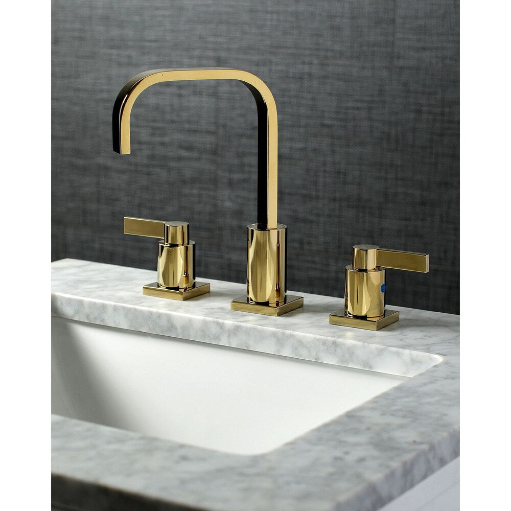 NuvoFushion 8 in. Widespread 2-Handle High-Arc Bathroom Faucet in Polished Brass
