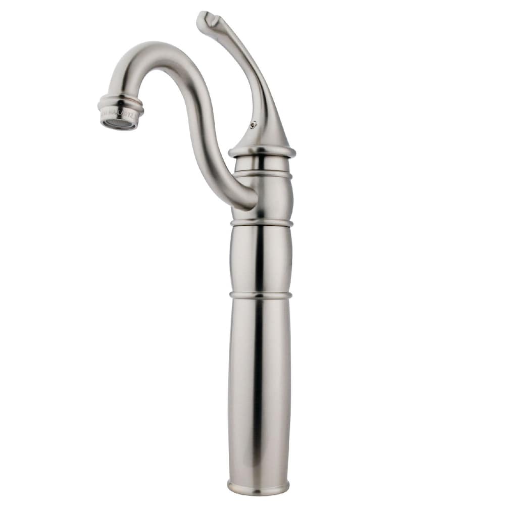 Robinet de salle de bain à arc élevé et à poignée unique de style victorien en nickel satiné