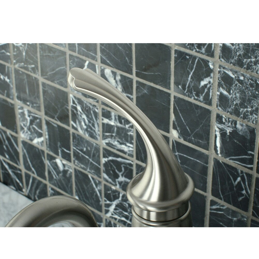 Robinet de salle de bain à arc élevé et à poignée unique de style victorien en nickel satiné