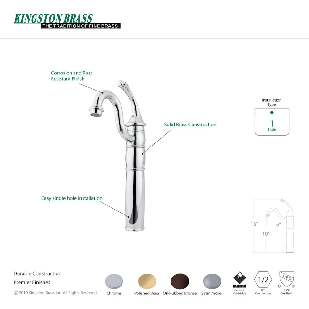 Robinet de salle de bain à arc élevé et à poignée unique de style victorien en nickel satiné