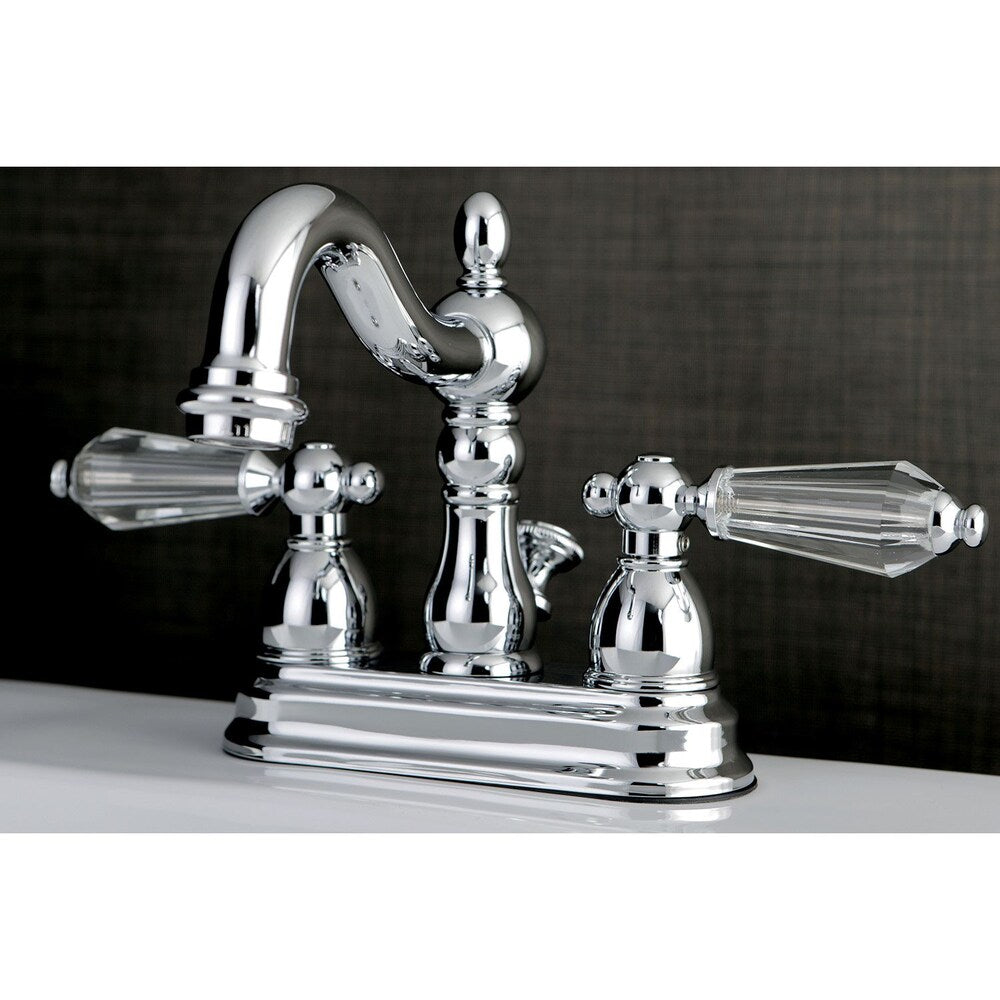 Robinet de salle de bain à 2 poignées central de 4 po en cristal victorien en chrome