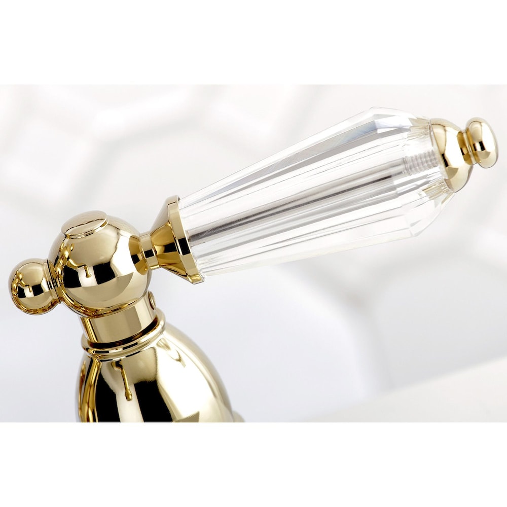 Victorian Crystal 4 in. Centerset 2-Handle Bathroom Faucet in Polished Brass