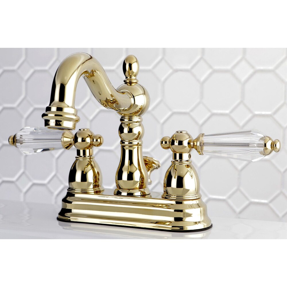 Victorian Crystal 4 in. Centerset 2-Handle Bathroom Faucet in Polished Brass