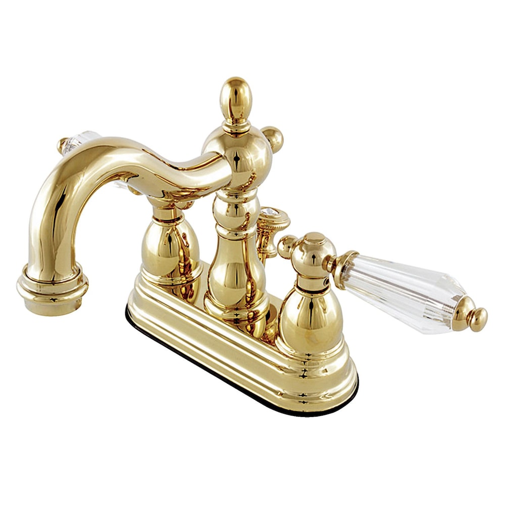 Victorian Crystal 4 in. Centerset 2-Handle Bathroom Faucet in Polished Brass