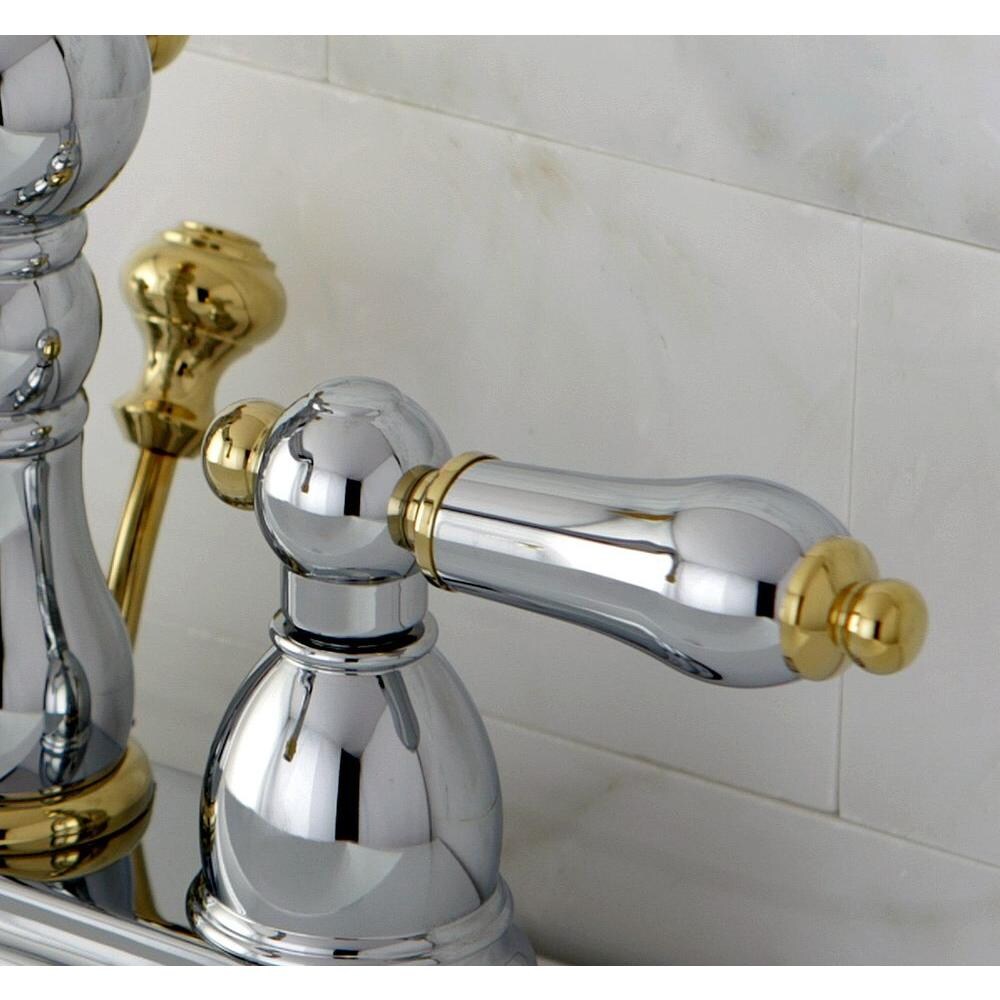 Robinet de salle de bain à 2 poignées central de 4 po de style victorien en laiton poli