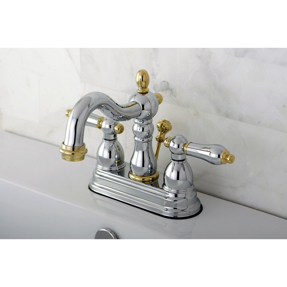 Robinet de salle de bain à 2 poignées central de 4 po de style victorien en laiton poli