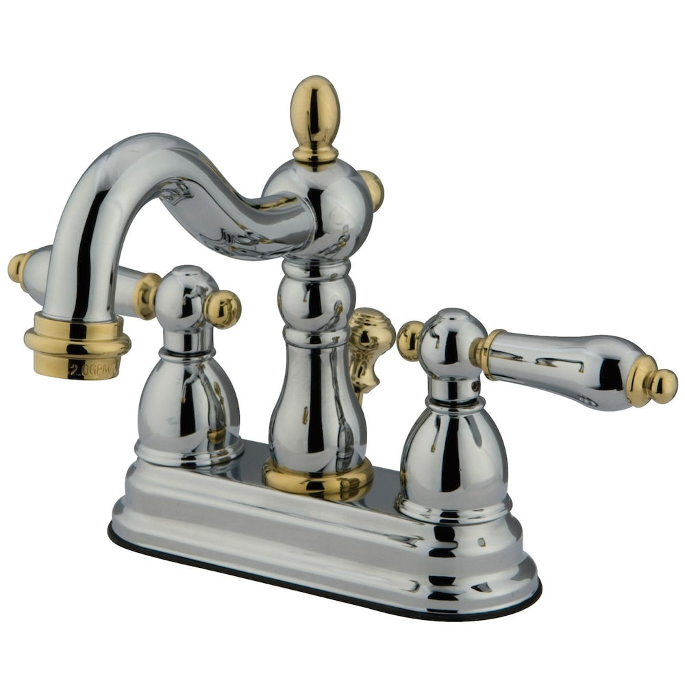 Robinet de salle de bain à 2 poignées central de 4 po de style victorien en laiton poli