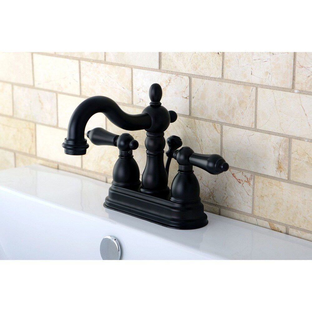 Robinet de salle de bain à 2 poignées central de 4 po de style victorien en bronze huilé
