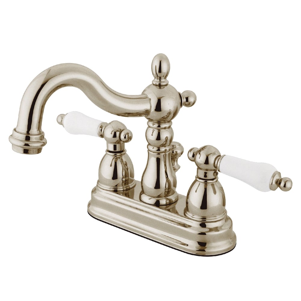 Robinet de salle de bain à 2 poignées en porcelaine victorienne de 4 po en nickel poli