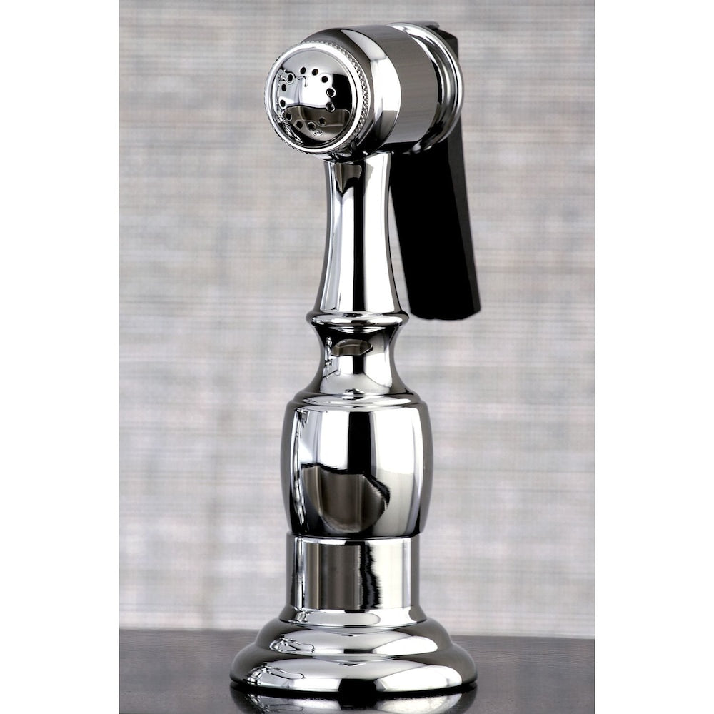 Robinet de cuisine standard à 2 poignées en porcelaine victorienne avec pulvérisateur latéral en chrome