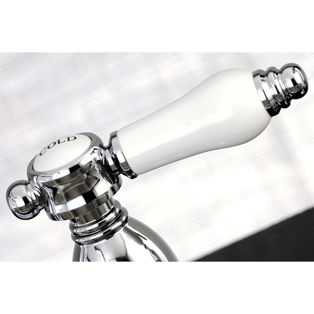 Robinet de cuisine standard à 2 poignées en porcelaine victorienne avec pulvérisateur latéral en chrome