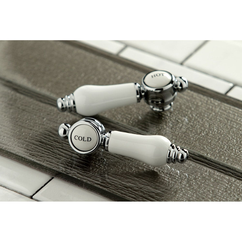 Robinet de cuisine standard à 2 poignées en porcelaine victorienne avec pulvérisateur latéral en chrome
