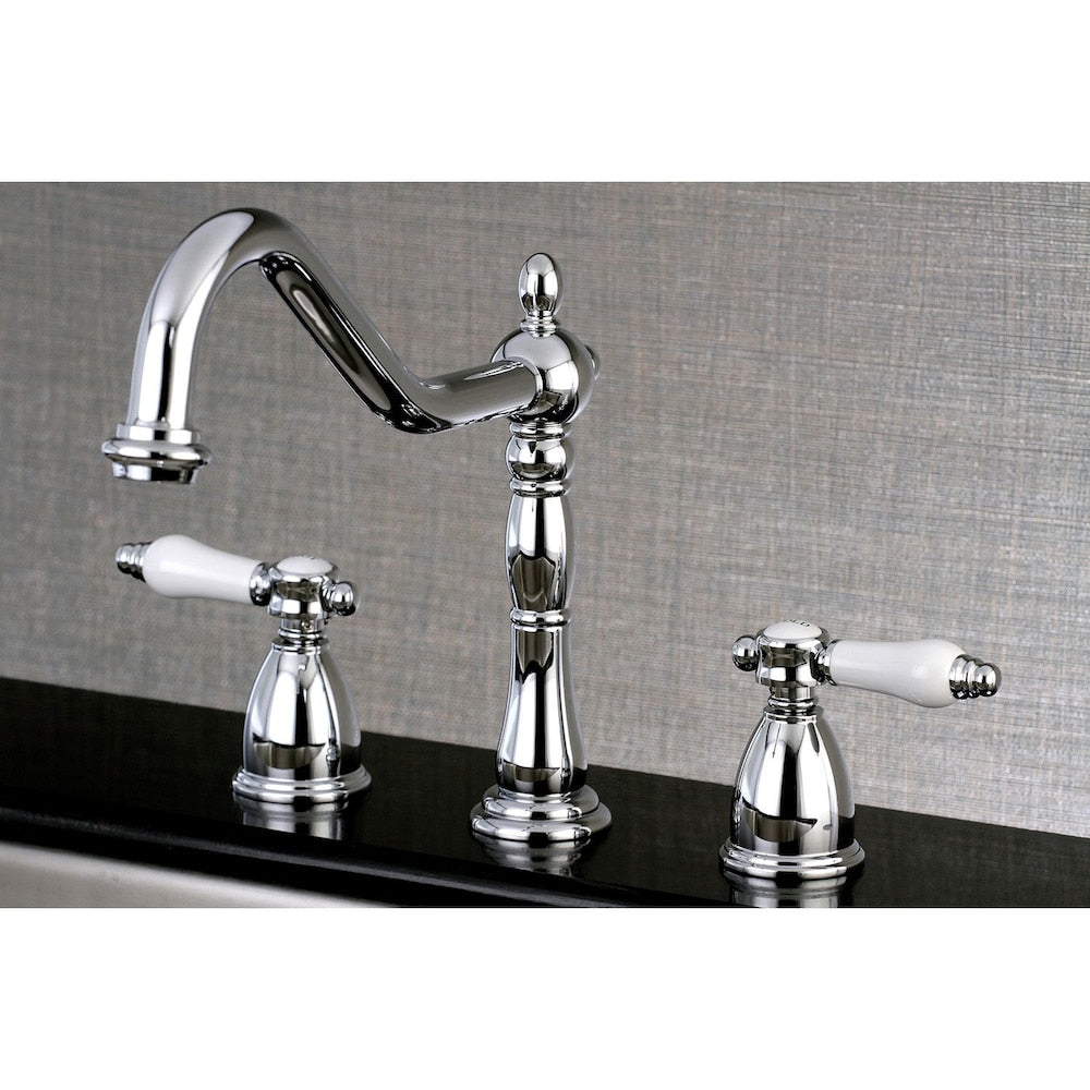 Robinet de cuisine standard à 2 poignées en porcelaine victorienne en chrome