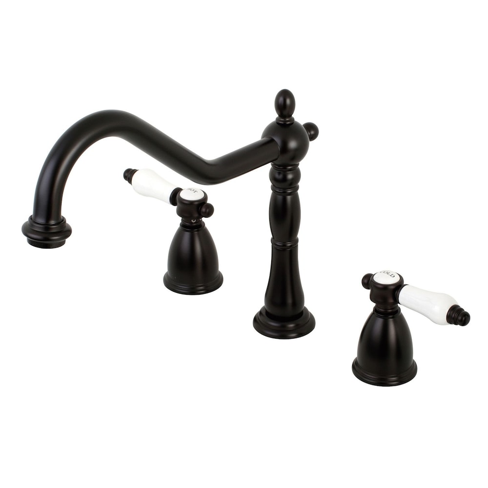 Robinet de cuisine standard à 2 poignées en porcelaine victorienne en bronze huilé