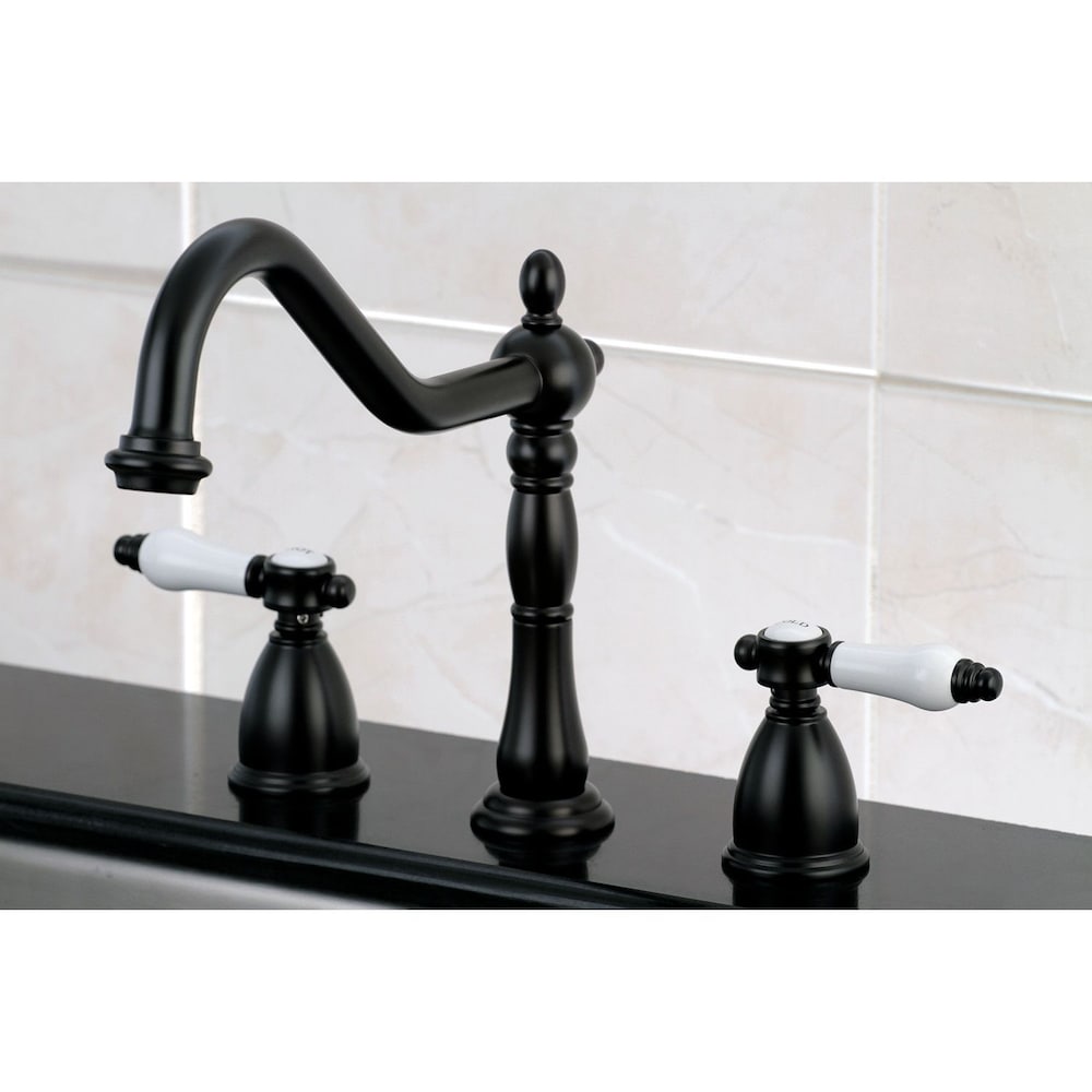 Robinet de cuisine standard à 2 poignées en porcelaine victorienne en bronze huilé