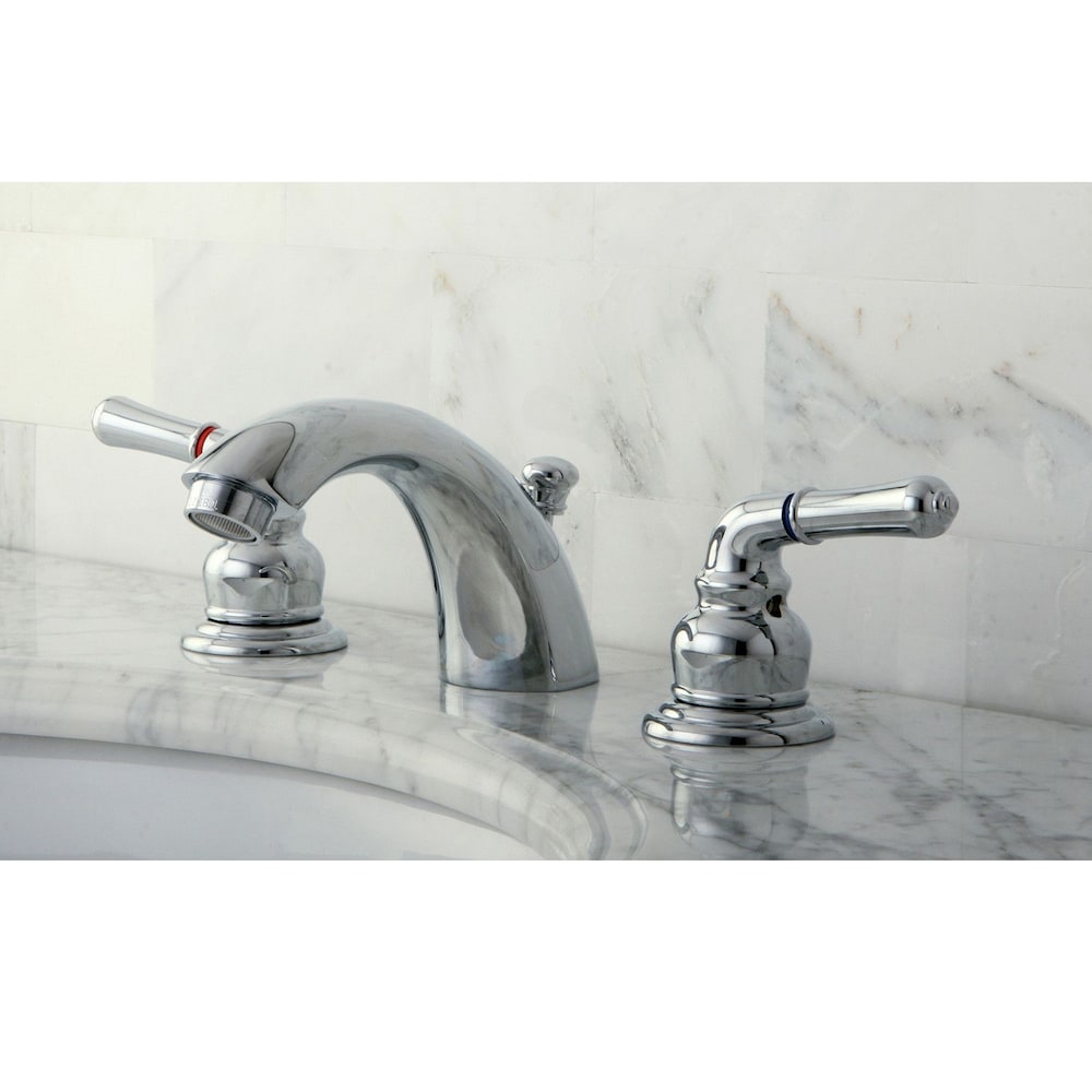 Robinet de salle de bain à arc moyen à 2 poignées et mini-écartement de 4 po en chrome poli