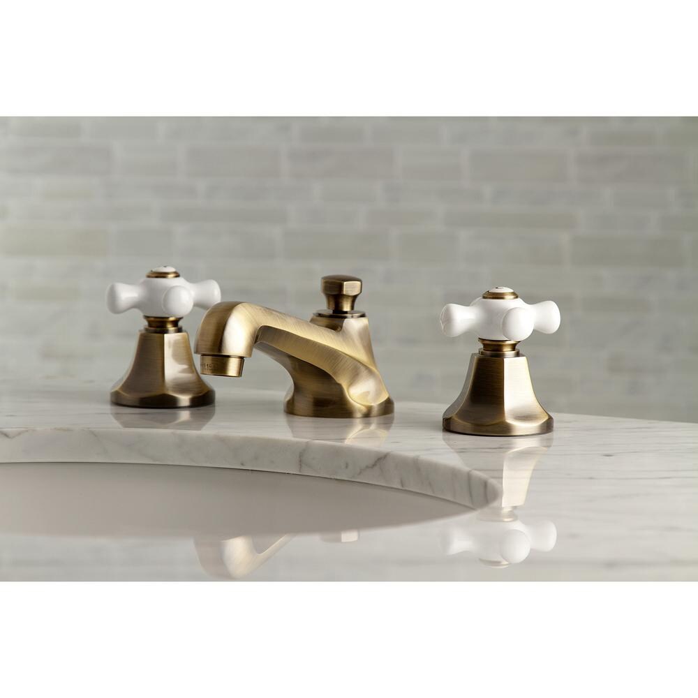 Robinet de salle de bain à 2 poignées et à large entraxe de 8 po Metropolitan en laiton vintage