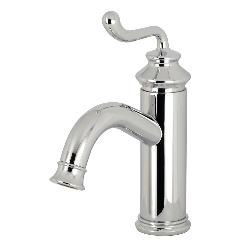 Robinet de salle de bain moderne à un trou et à une poignée à arc élevé en chrome poli