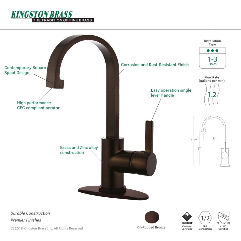 Modern Single Hole Single-Handle High-Arc Bathroom Faucet in Oil Rubbed Bronze