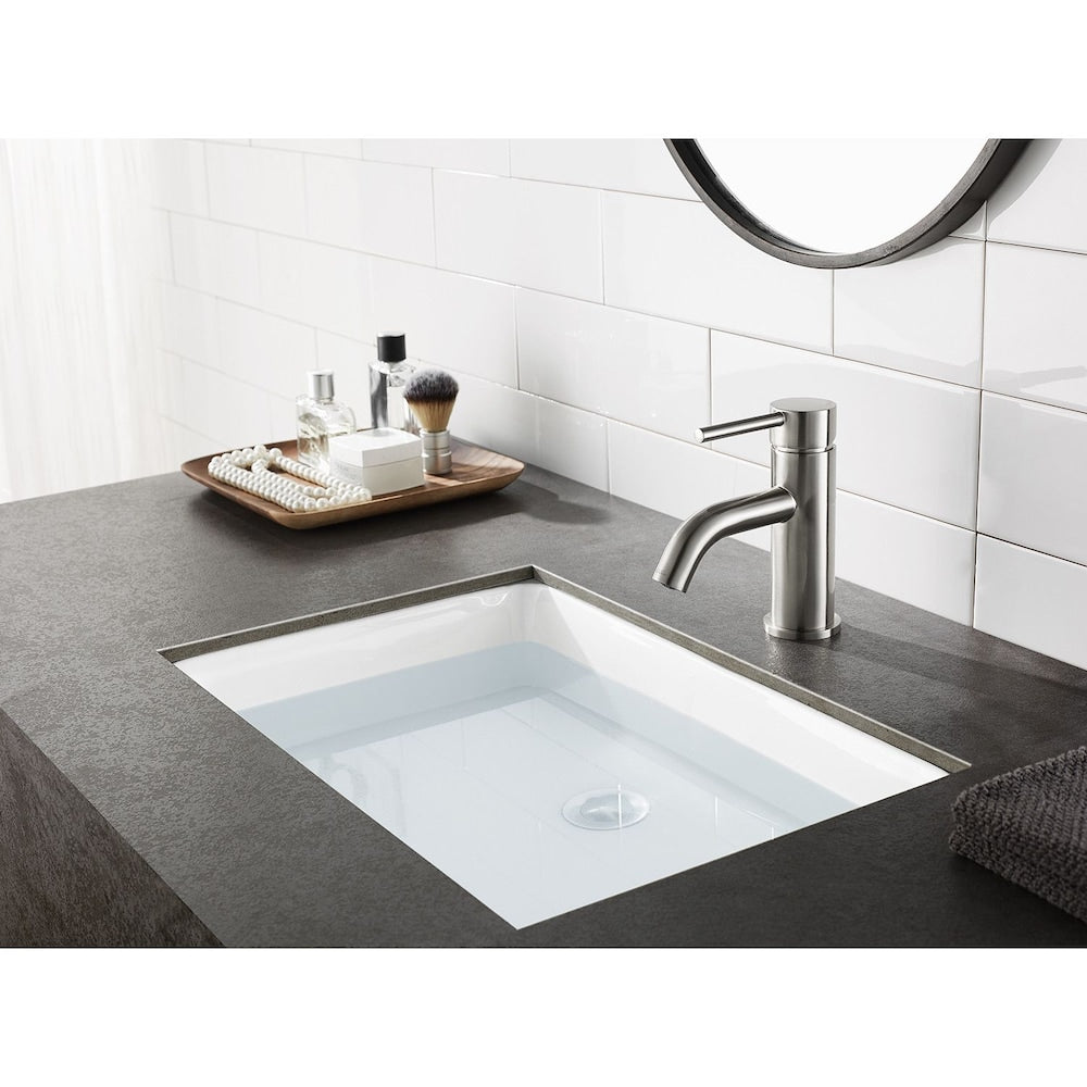 Simple Single Hole Single-Handle Bathroom Faucet in Polished Satin Nickel