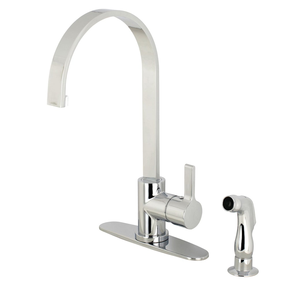 Robinet de cuisine standard moderne à poignée unique avec pulvérisateur latéral en chrome poli